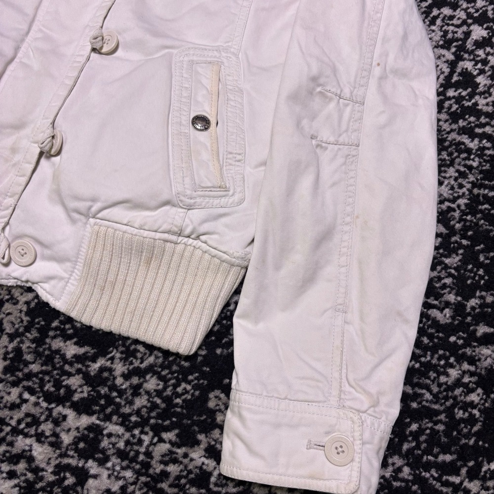 Abercrombie & Fitch Womens White Y2K Sherpa Lined Hooded Bomber Jacket Large - Picture 6 of 8